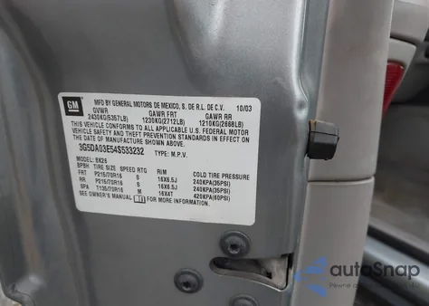 2004 Buick Rendezvous Cx from USA, damaged, VIN 3G5DA03E54S533232